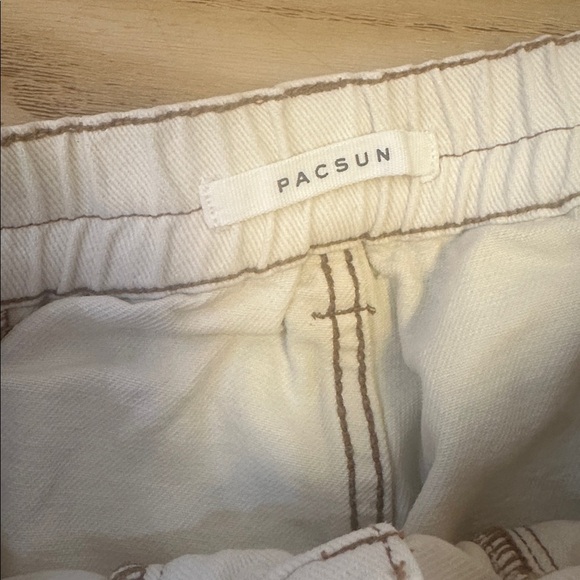 Pac Sun Elastic Waist Cargo Pants off white/cream Women’s Size Small y2k - Picture 2 of 4